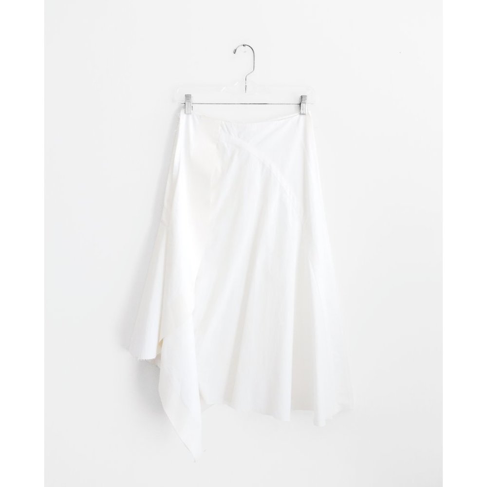 Marni White Cotton Laminate Contrast Draped Midi Skirt size IT 38 US 2 - Picture 1 of 9